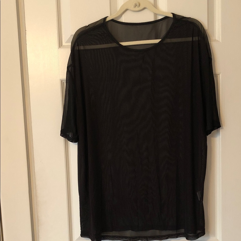 SHEIN Black Mesh Short Sleeve Tee
